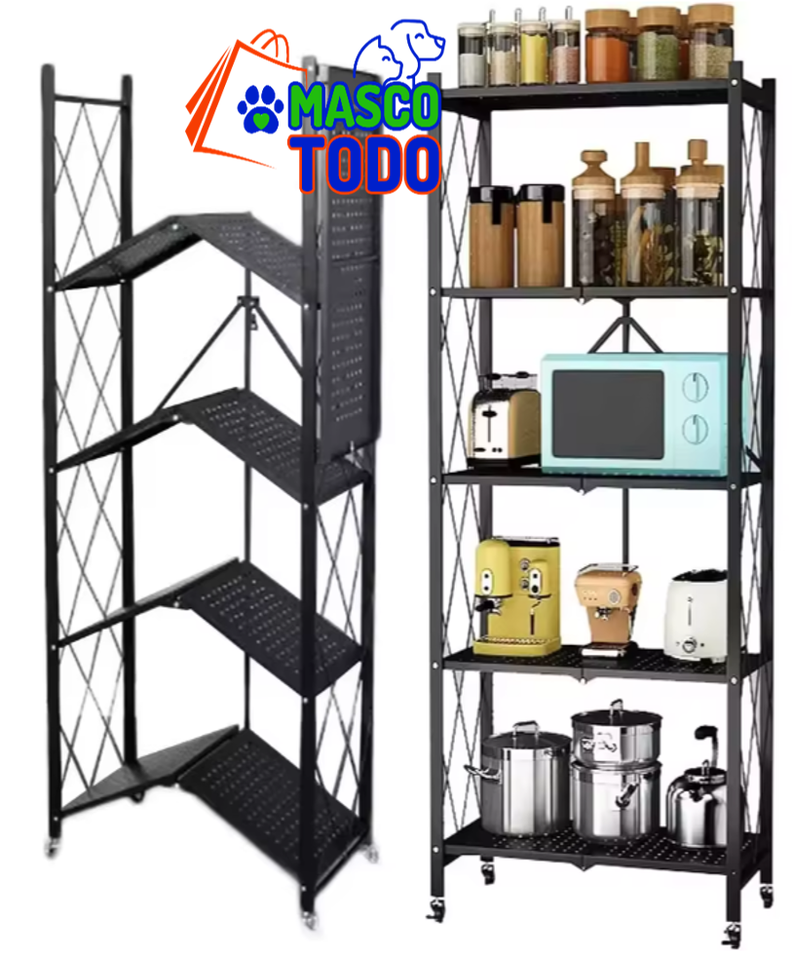 Estante Plegable Rack Metalico Organizador Multiuso 5 Niveles Negro 158 CM