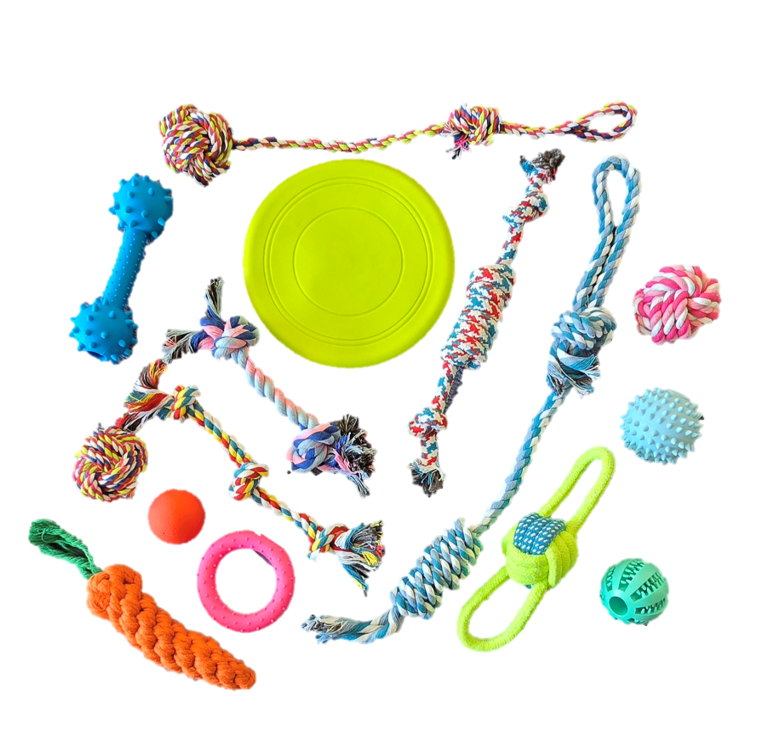Set 15 Juguetes Mascotas Perro pelota dental, Cuerdas, Nudos-0