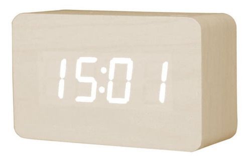 Reloj despertador digital de madera luz led verde-3