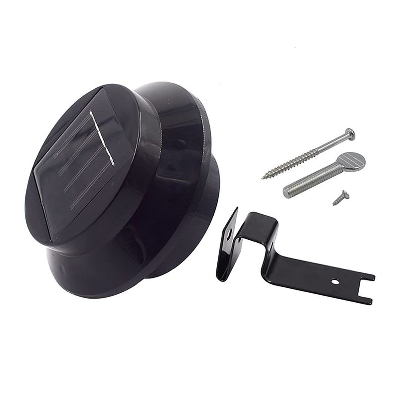 Foco led redondo con panel solar 1.2v negro-1