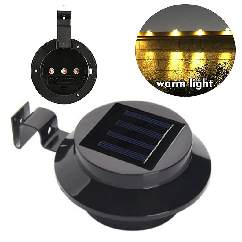 Foco led redondo con panel solar 1.2v negro-2