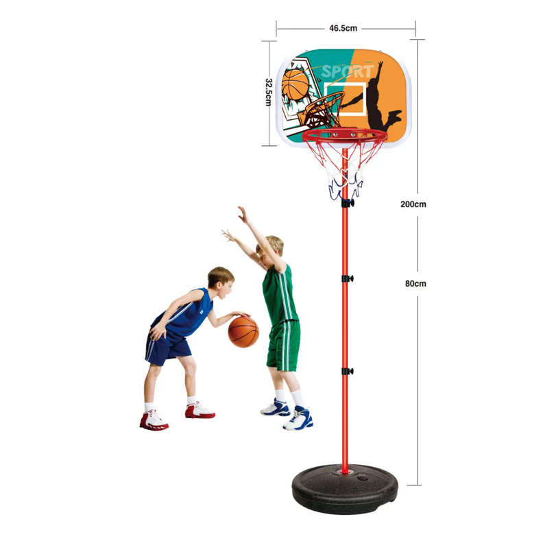 Aro de basketball con pelota e inflador-1