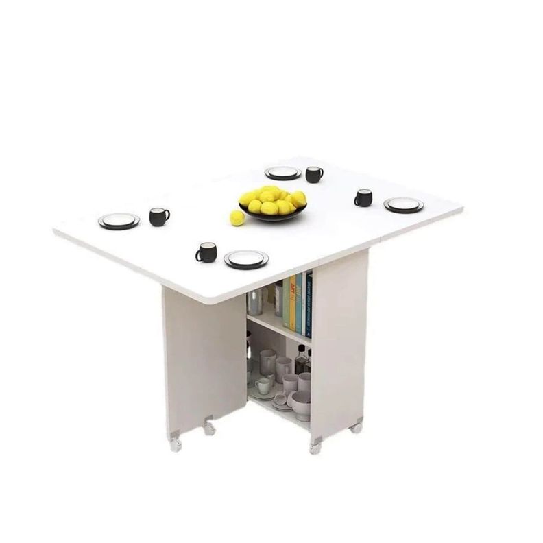 Mesa de comedor plegable blanco 140x80x77 cm-0