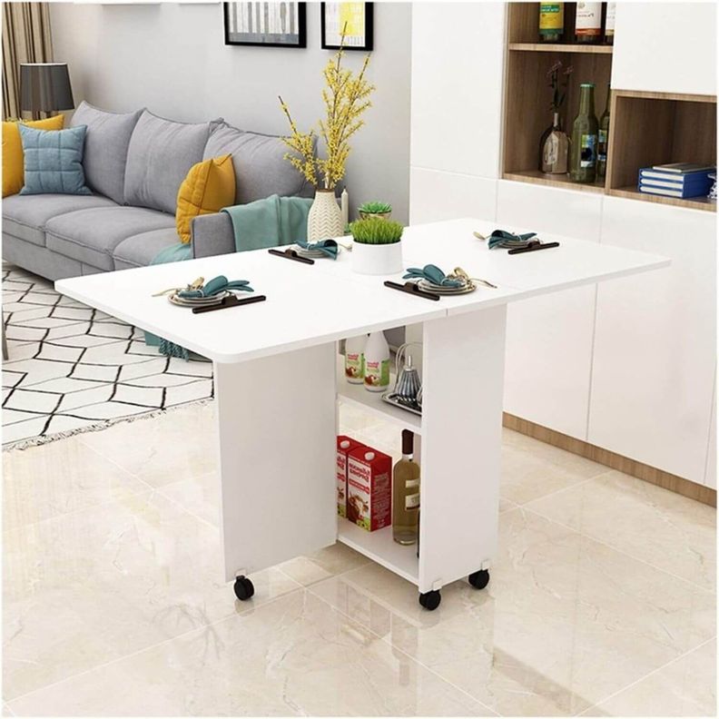 Mesa de comedor plegable blanco 140x80x77 cm-2