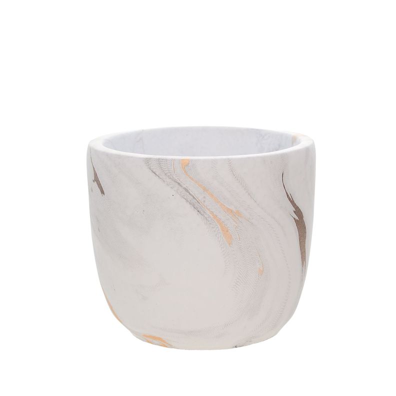 Macetero de cemento blanco/dorado 16 cm-0