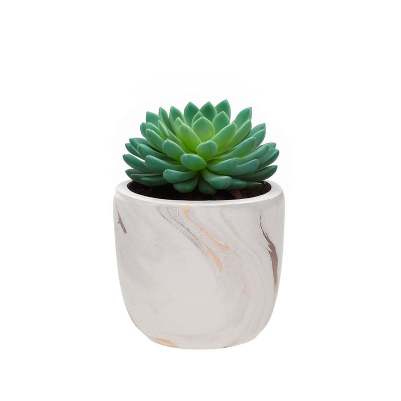 Macetero de cemento blanco/dorado 16 cm-1