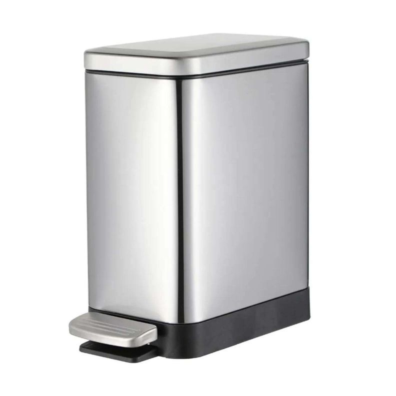 Basurero Con Pedal Acero Inox. 15 LT Gris