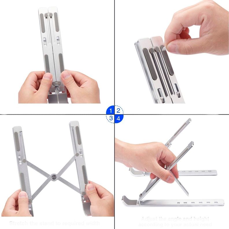 Soporte alzador plegable para notebook de aluminio-1