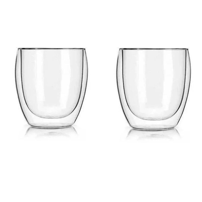 Set 2 vasos de café vidrio doble pared 300 ml-0