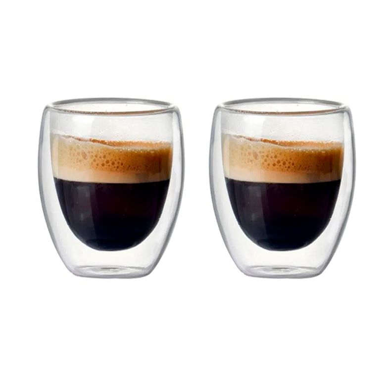 Set 2 vasos de café vidrio doble pared 300 ml-1