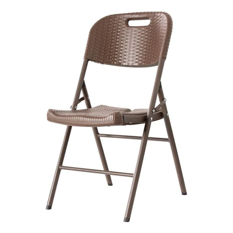 Silla plegable con asa color café-0