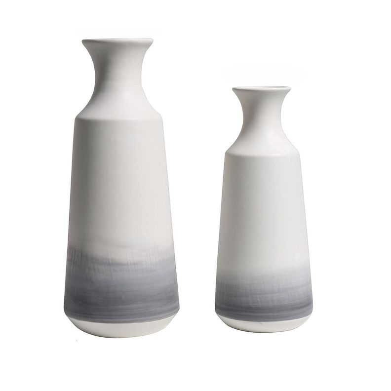 Set 2 jarrones de ceramica degradada gris