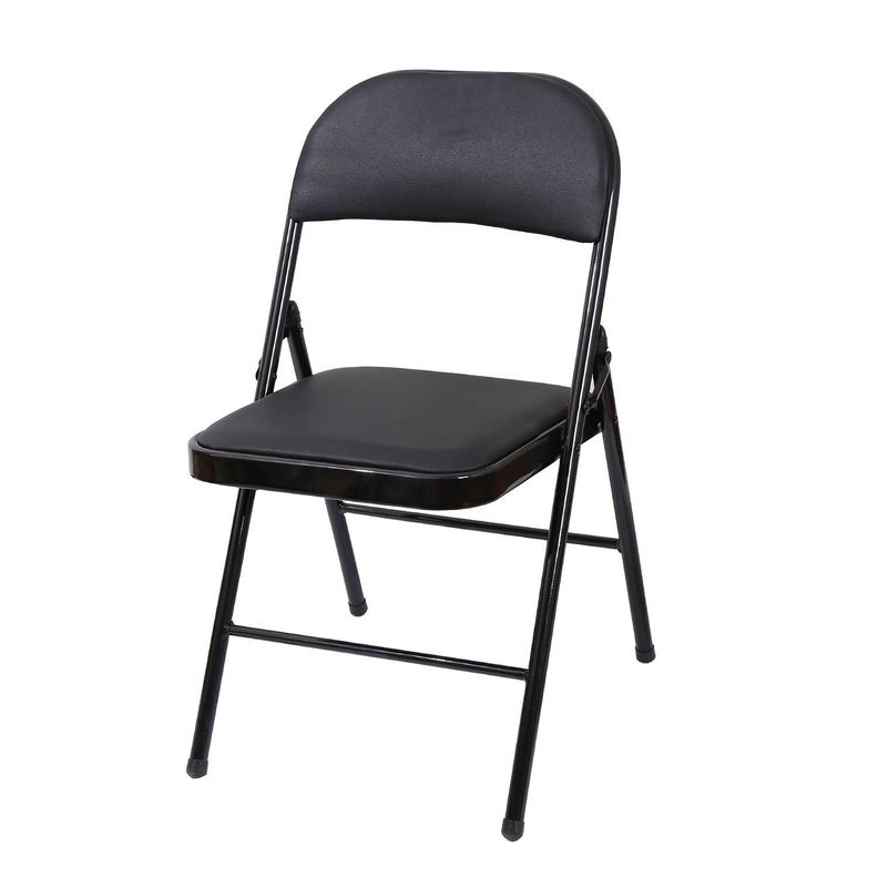 Silla plegable con acolchado negro-0