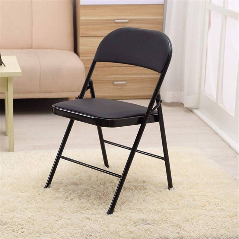 Silla plegable con acolchado negro-3
