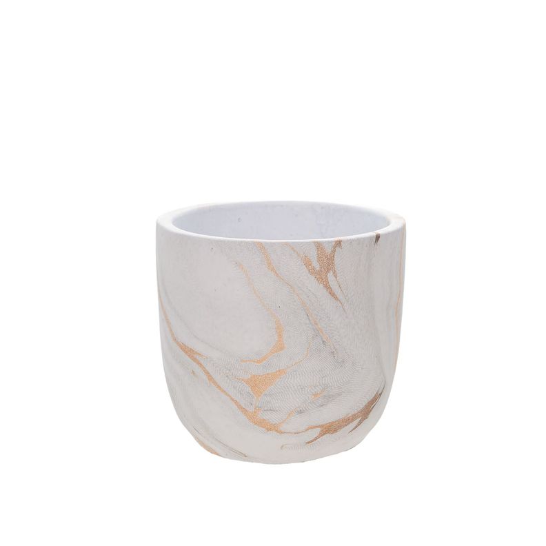 Macetero de cemento blanco/dorado 12 cm-0