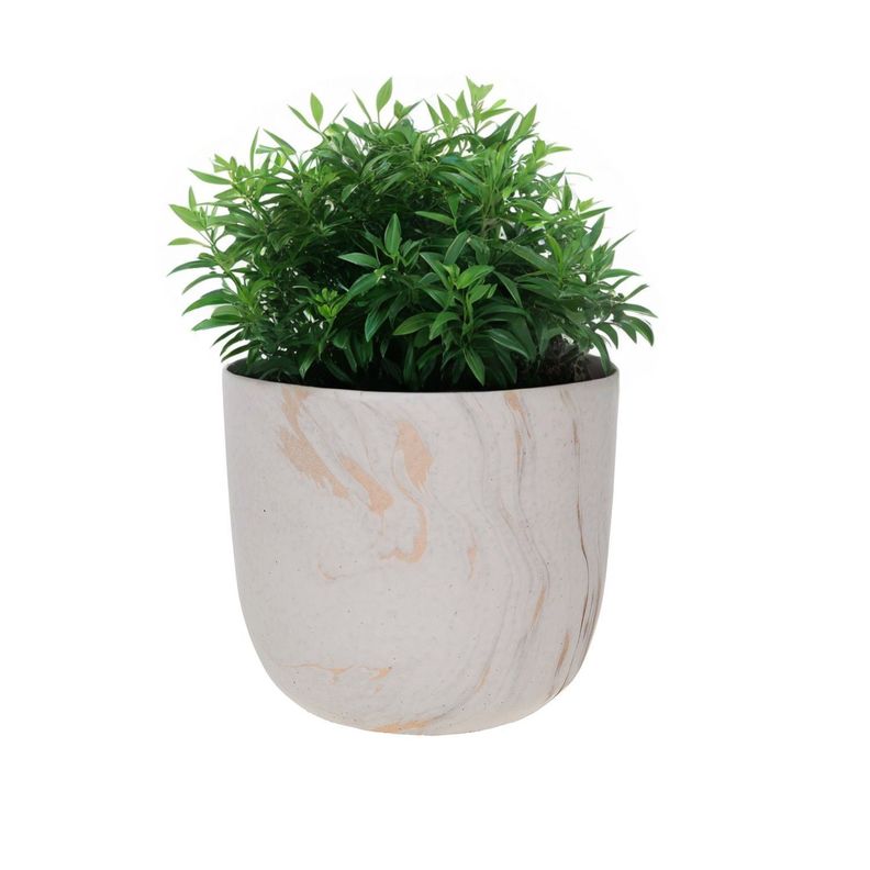 Macetero de cemento blanco/dorado 12 cm-1