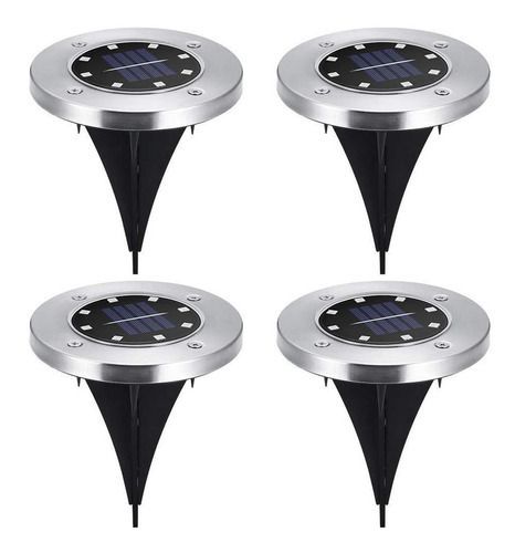 Set 4 focos led carga solar para jardín con estaca-0