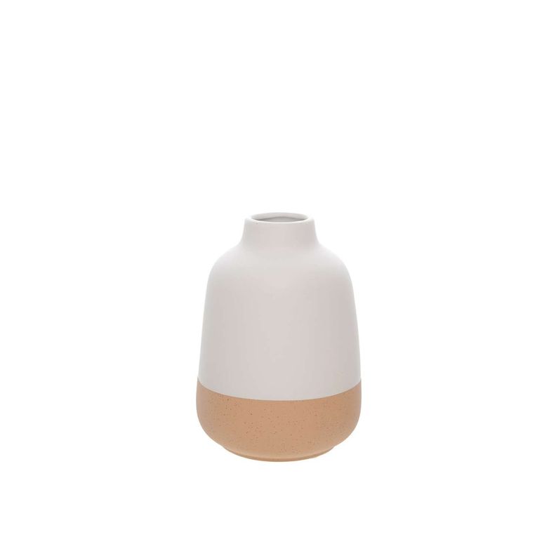 Florero de Cerámica 14 cm blanco/beige-0