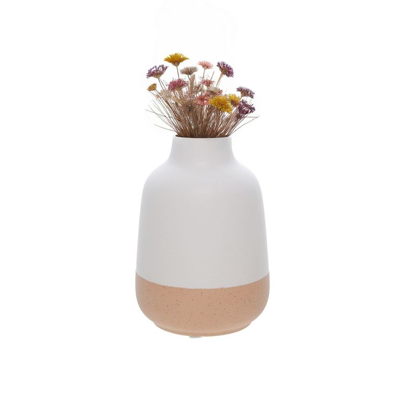 Florero de Cerámica 14 cm blanco/beige-1