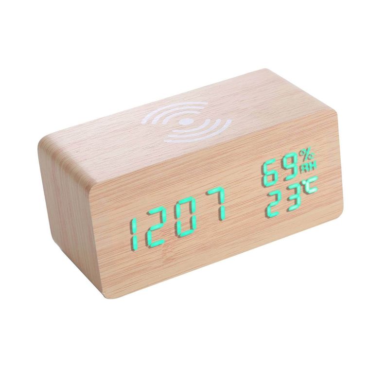 Reloj despertador digital con carga para telefonos Beige