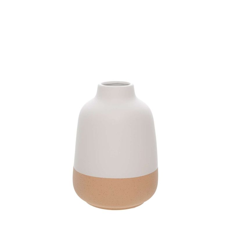 Florero de cerámica 20 cm blanco/beige-0