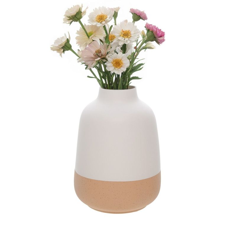 Florero de cerámica 20 cm blanco/beige-1
