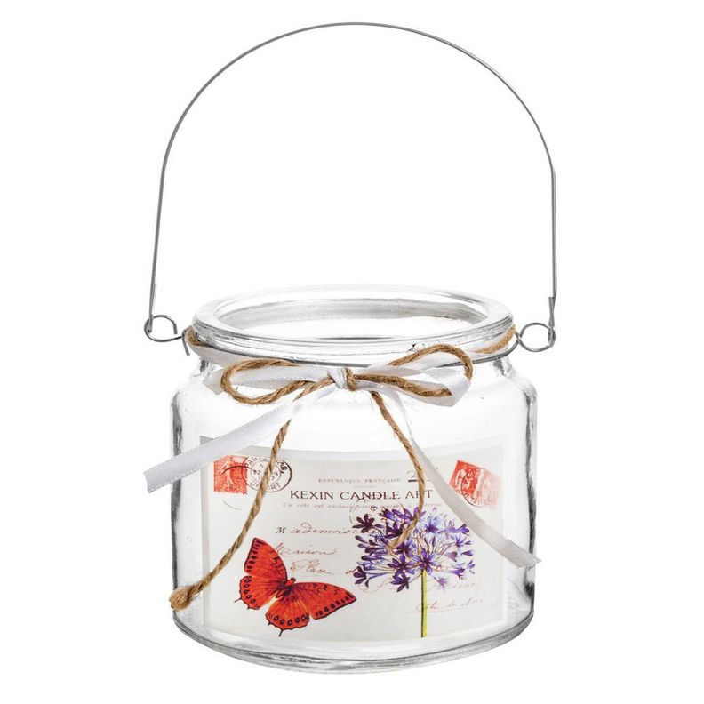 Porta velas de vidrio diseno mariposas 10 cm Transparente