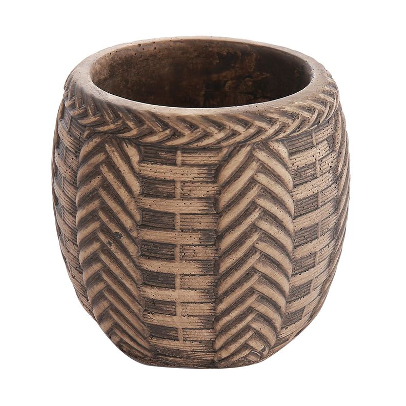 Maceta trenzada de cemento cafe 10 cm