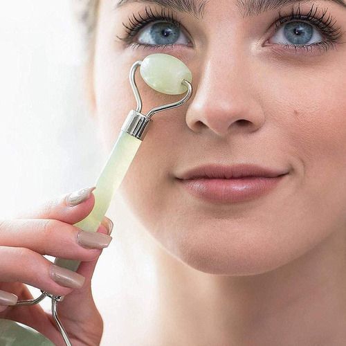 Rodillo masajeador facial y piedra de jade 100% natural-2