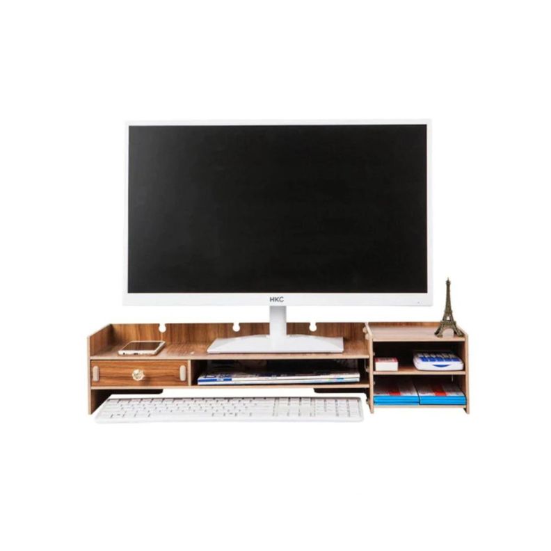Base de monitor organizador para escritorio multiuso café-0