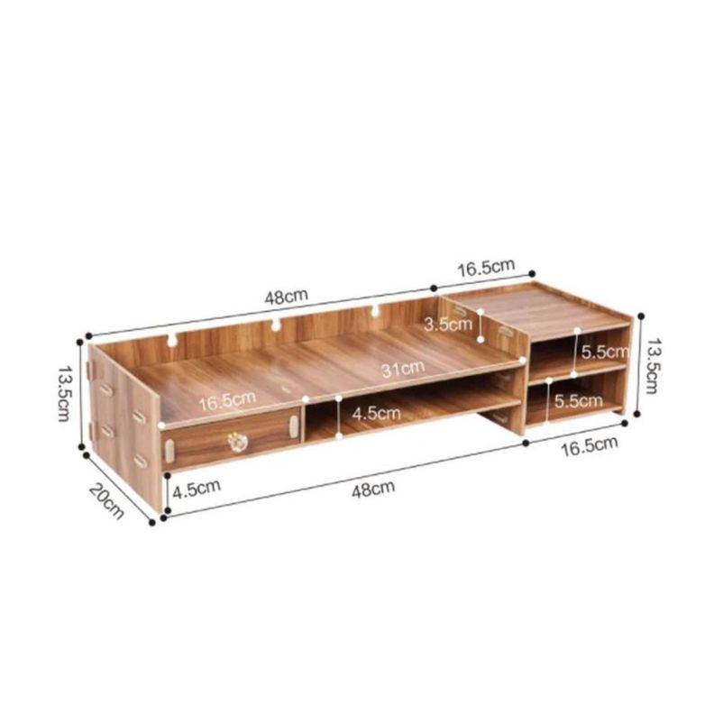 Base de monitor organizador para escritorio multiuso café-2