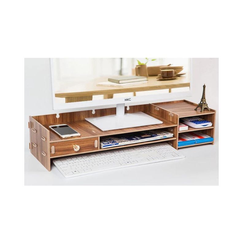 Base de monitor organizador para escritorio multiuso café-3