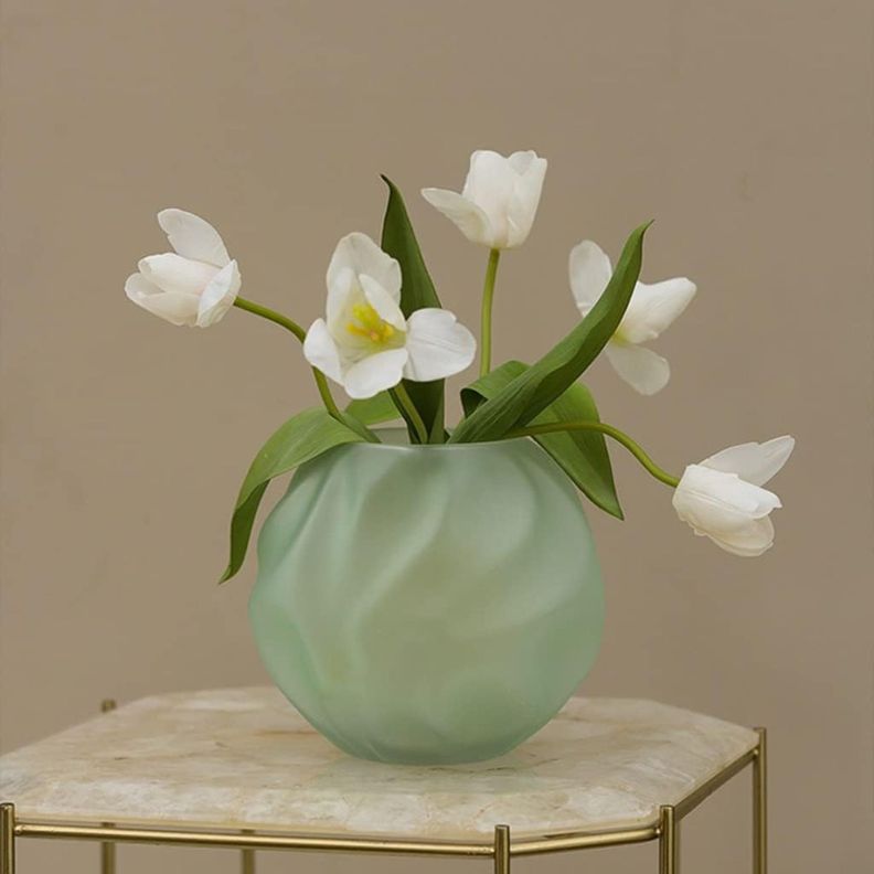 Pecera de vidrio verde menta 15 Cm-1