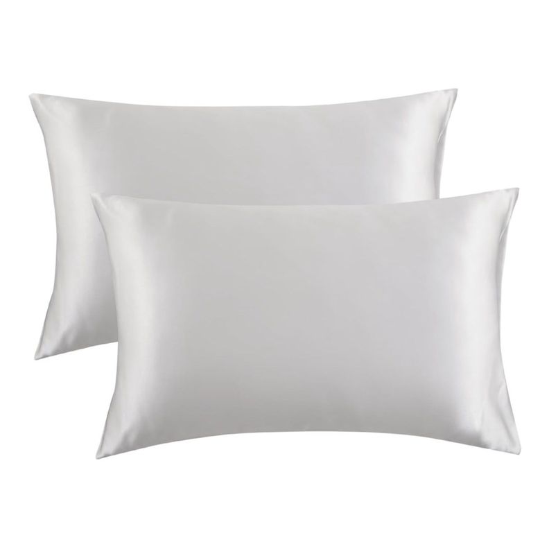 Set 2 fundas de satin para almohadas Blanco