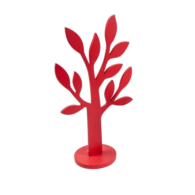 Set de figuras decorativa arboles de madera rojo-2