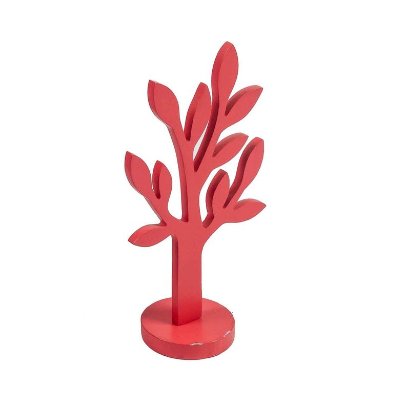 Set de figuras decorativa arboles de madera rojo-3