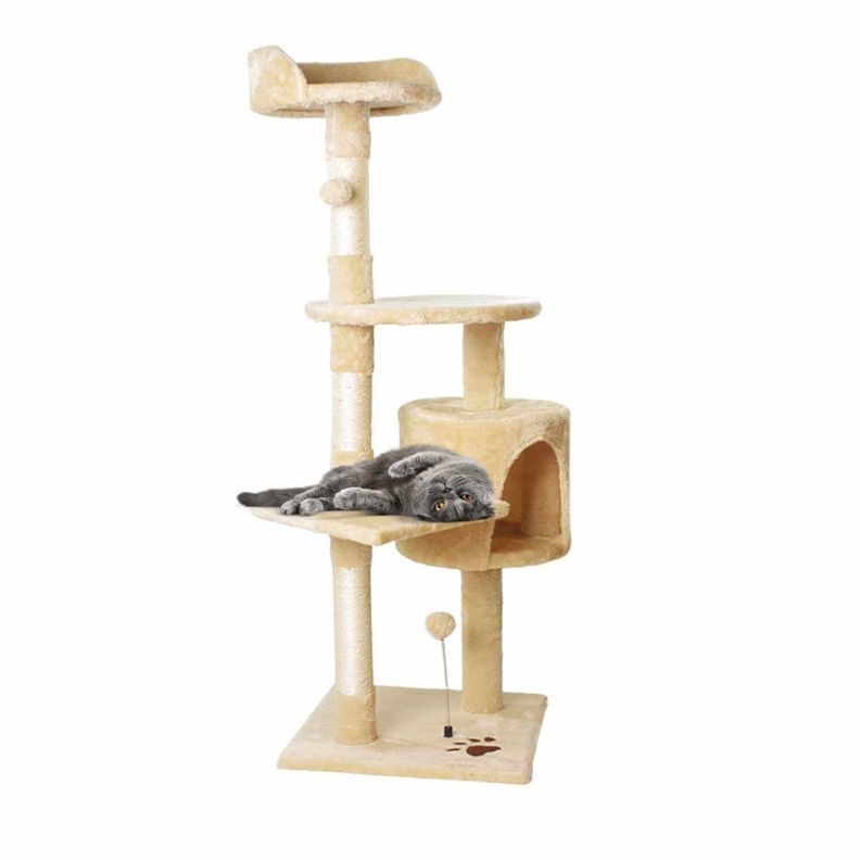 Rascador para gatos 1,15 metros de altura beige-1