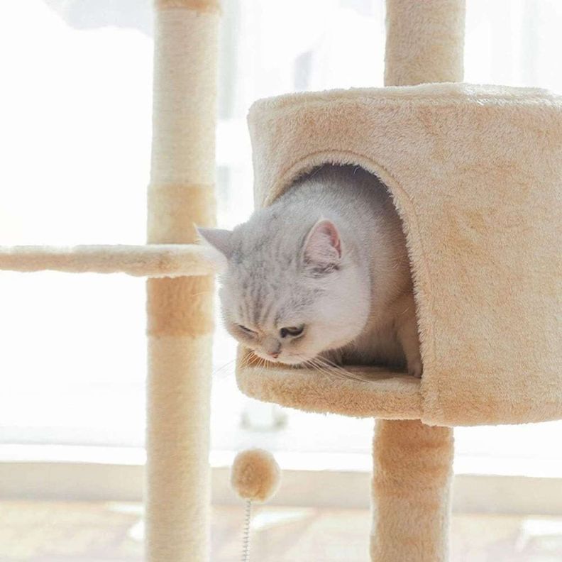 Rascador para gatos 1,15 metros de altura beige-4