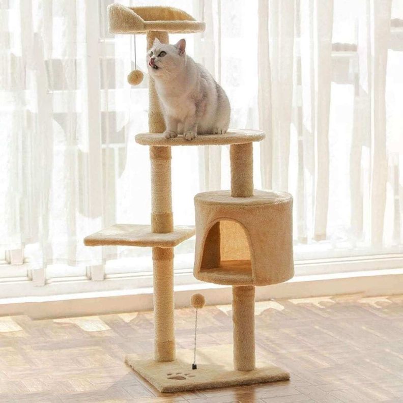 Rascador para gatos 1,15 metros de altura beige-3