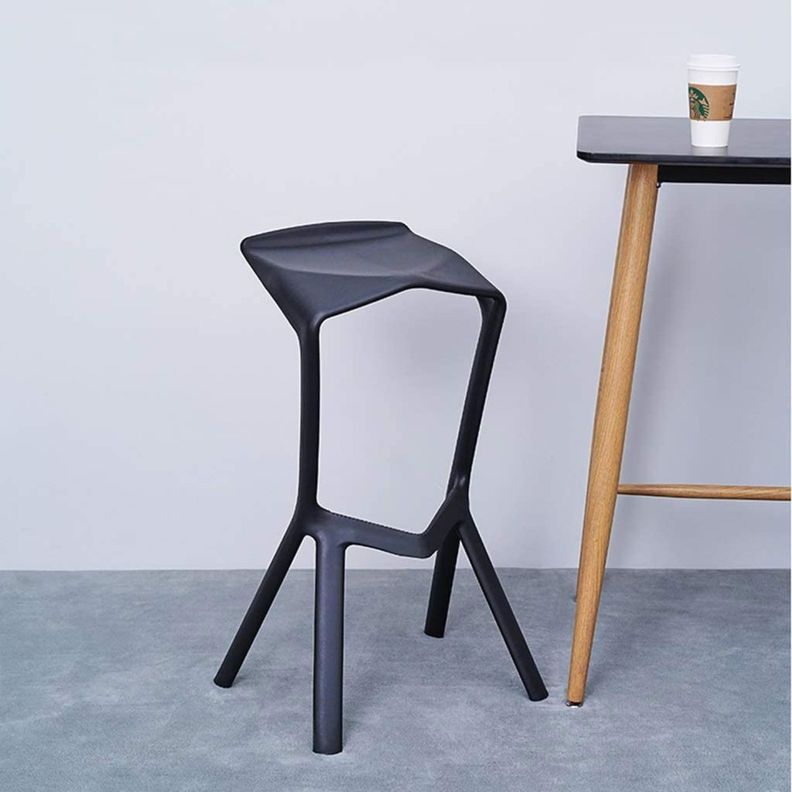 Silla taburete bar apilable negro 51x42x81cm-5