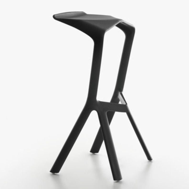 Silla taburete bar apilable negro 51x42x81cm-3