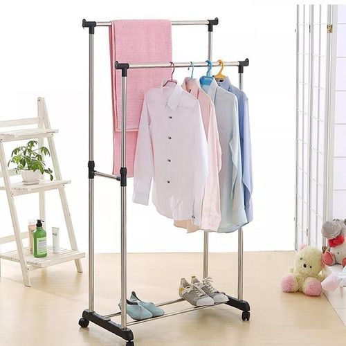 Perchero colgador de ropa doble metálico-2