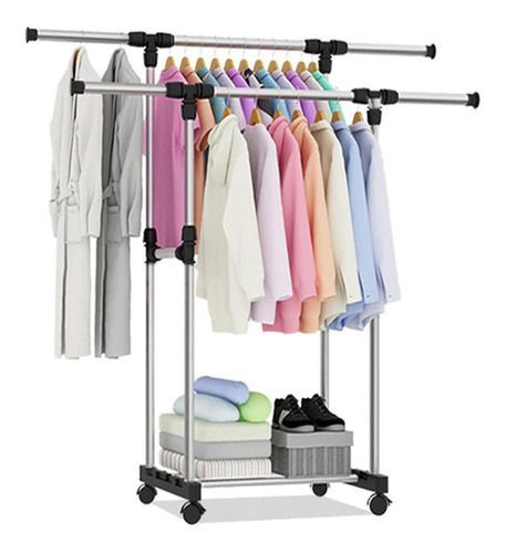 Perchero colgador de ropa doble metálico-3