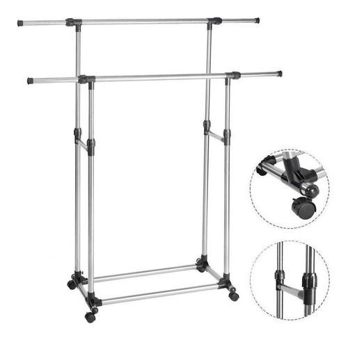 Perchero colgador de ropa doble metálico-4
