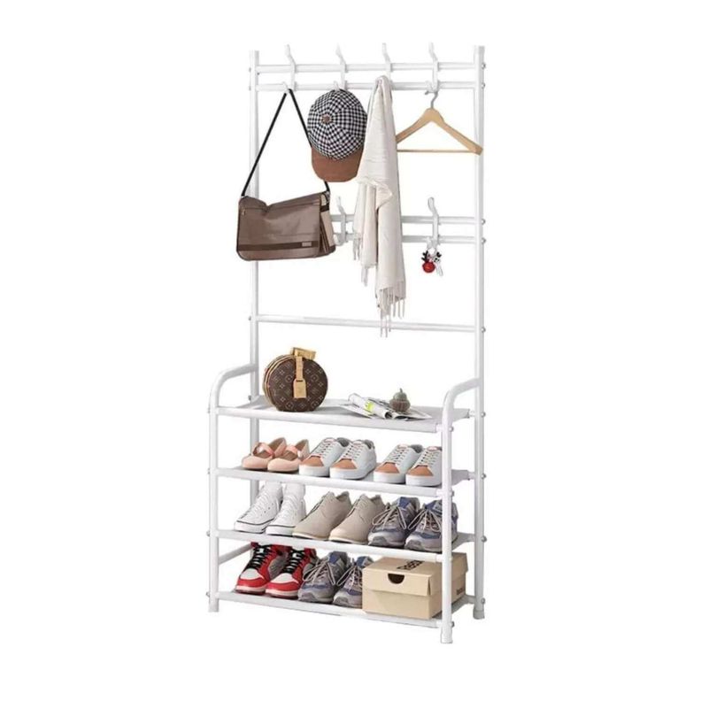 Estante multifuncional perchero zapatero organizador de ropa-3