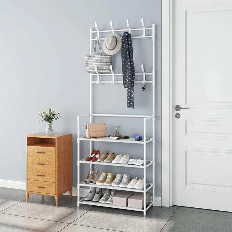 Estante multifuncional perchero zapatero organizador de ropa-4