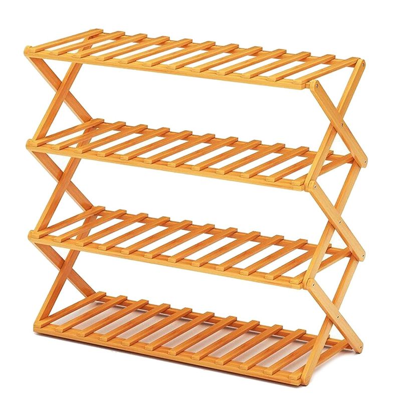 Zapatero plegable de madera con 4 niveles 70x25x68 cm Cafe