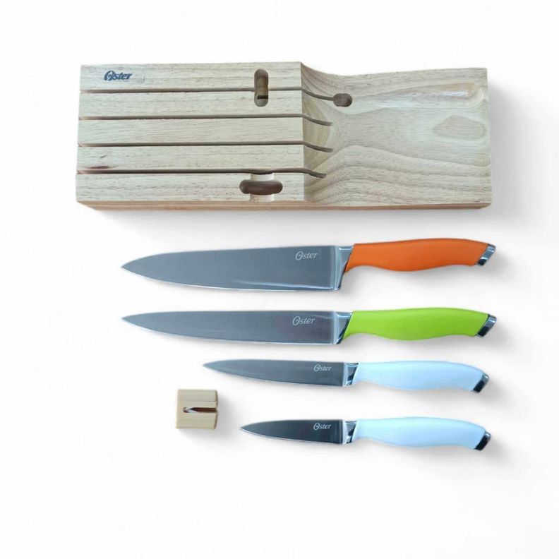 Set cuchillos mango silicona 5 piezas chef - Oster Cafe