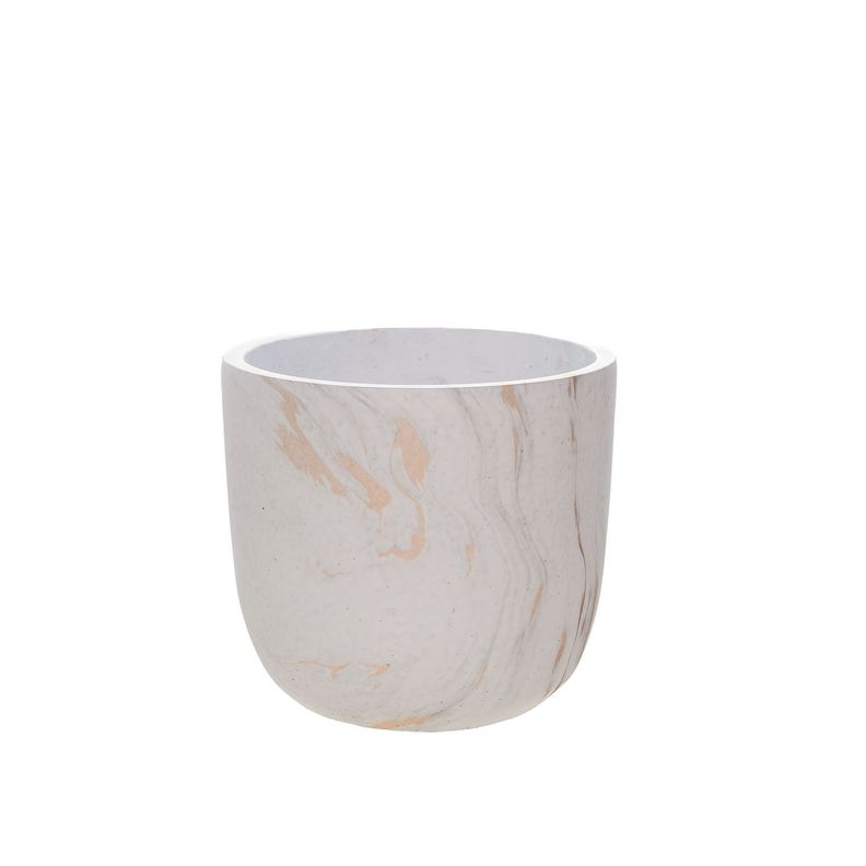 Macetero de cemento blanco/dorado 14 cm-0