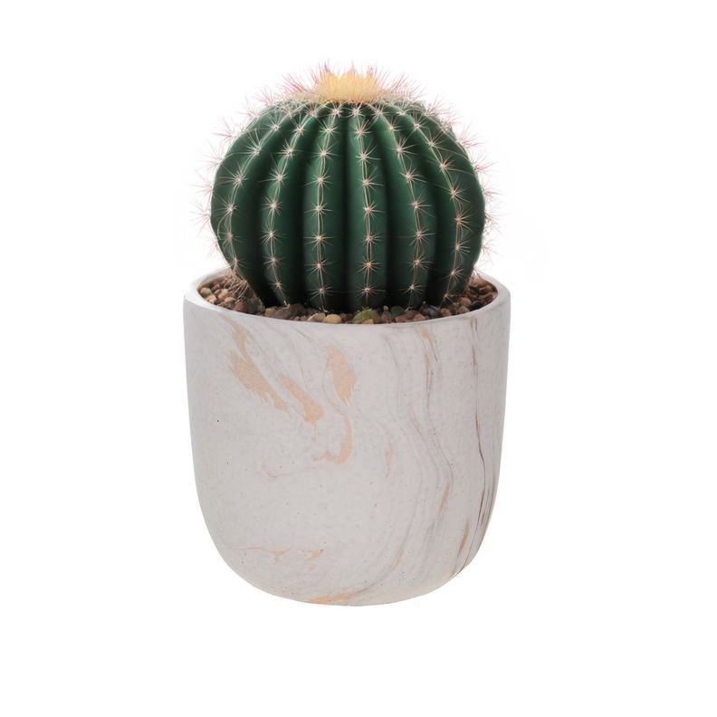 Macetero de cemento blanco/dorado 14 cm-1